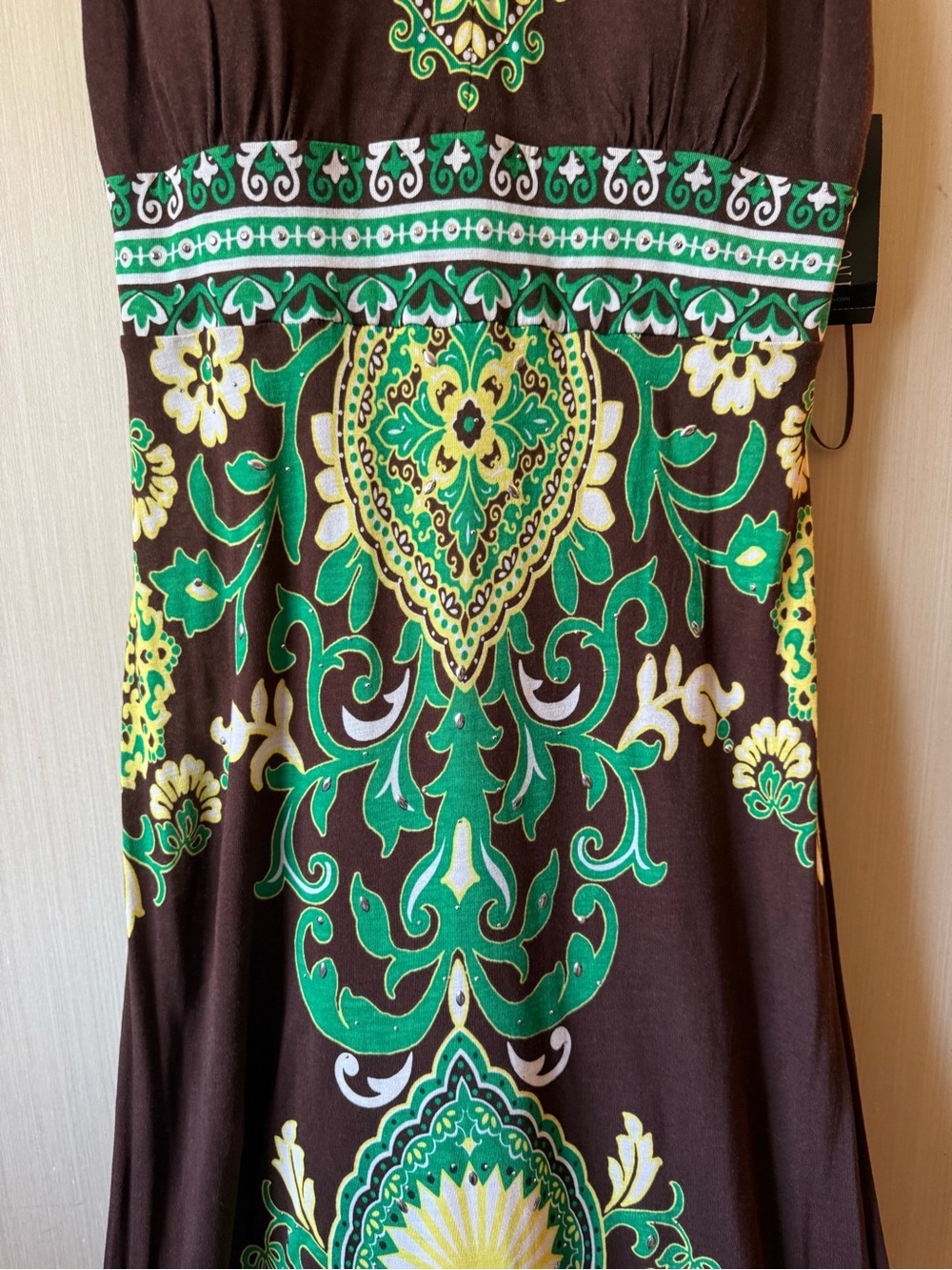 Inc Brown Floral Print Maxi Dress with Green Accents - Picture 3 of 8